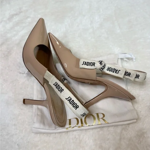 J'Adior Nude Patent Leather Slingback Pumps - Picture 7 of 7